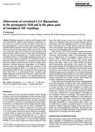 Observation of correlated ULF fluctuations in the geomagnetic field and in the phase path of ionospheric HF soundings