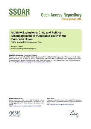 Multiple Exclusions: Civic and Political Disengagement of Vulnerable Youth in the European Union