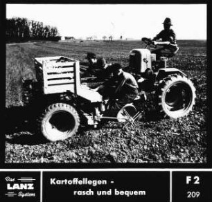 Lanz-Alldog mit dreireihiger Kartoffellegemaschine