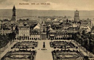Erster Weltkrieg - Feldpostkarten. "Karlsruhe. Blick vom Schloß aus"