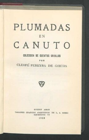 Plumadas en canuto : colección de cuentos criollos
