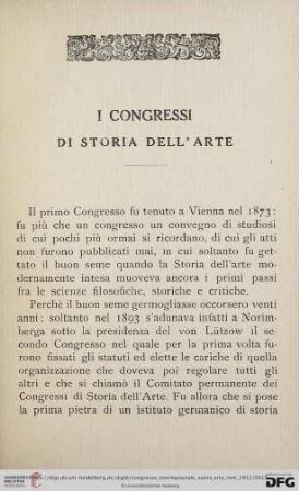 I Congressi di storia dell arte