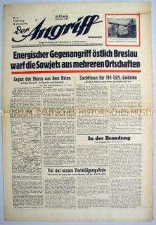 Tageszeitung "Der Angriff" u.a. zu den Kämpfen in Schlesien