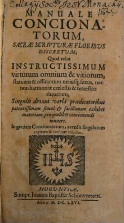 Manuale concionatorum ...