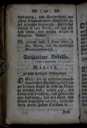Verschiedene Gebethe.