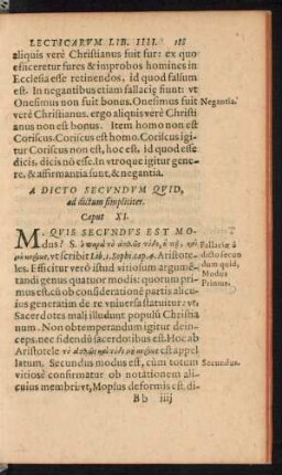 A Dicto Secundum Quid, ad dictum simpliciter. Caput XI.