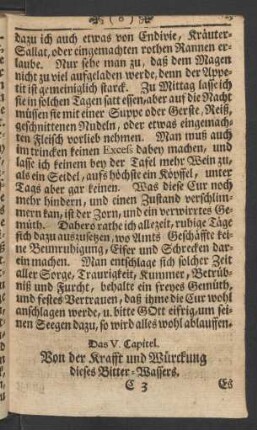 Das V. Capitel. Von der Krafft und Würckung dieses Bitter-Wassers