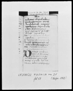 Formulae Andegavenses — Initiale D, Folio 69recto