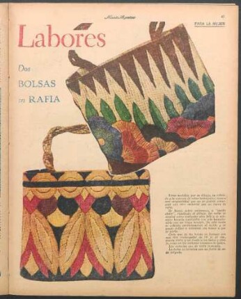 Labores [Fotografías] : Dos bolsas en rafia