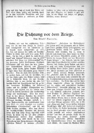 Die Dichtung vor dem Kriege. Von Adolf Bartels.