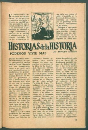 Podemos vivir mas : Historias de la historia