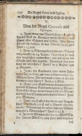 V. Von der Regel Conversa und Quinque.