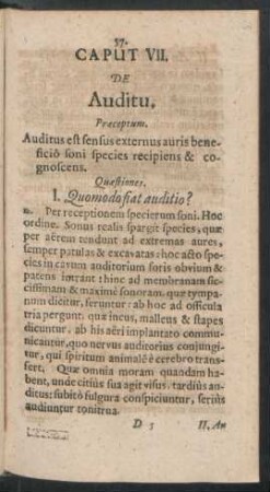 Caput VII. De Auditu