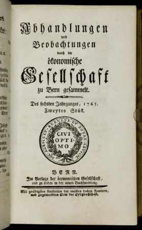 Des sechsten Jahrganges, 1765. Zweytes Stük.