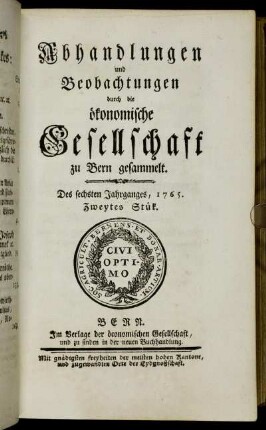 Des sechsten Jahrganges, 1765. Zweytes Stük.