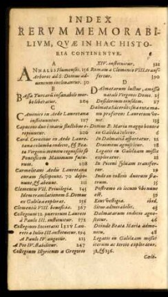 Index Rerum Memorabilium ...