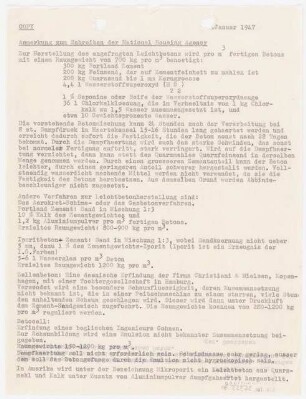 Leichtbetonmontagehaus für OMGUS (Office of the Military Government US): Erläuterungsbericht zur Herstellung von Leichtbeton (deutsch)