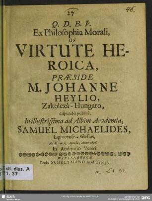 Ex philosophia morali, De virtute heroica