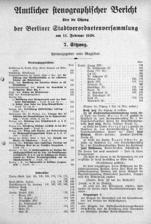 Sitzung 7, 11. Februar 1926