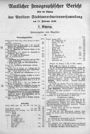Sitzung 7, 11. Februar 1926
