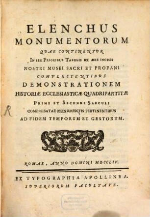 Elenchus monumentorum musei Rom. ...
