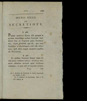 Sectio XXXII. De Secretione