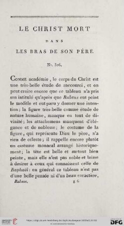 Le Christ mort dans les bras de son père (No. 516)