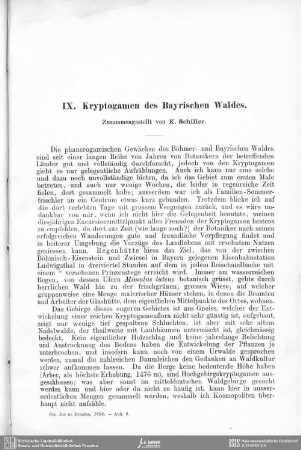 Kryptogamen des Bayrischen Waldes