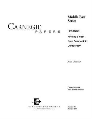 Lebanon : finding a path from deadlock to democracy