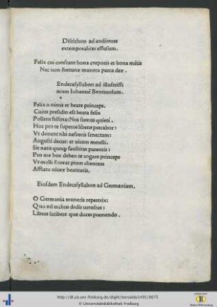 Endecasyllabon ad...Iohannem Bentivolum