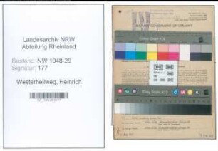 Entnazifizierung Heinrich Westerhellweg , geb. 28.02.1889 (Beamter)