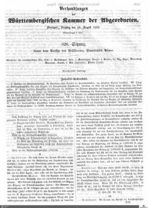 328. Sitzung, Stuttgart, 18.8.1855