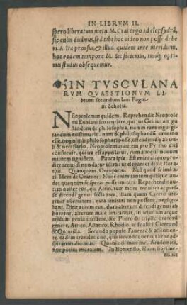 In Tusculanarum Quaestionum Librum secundum Iani Pagnini Scholia.