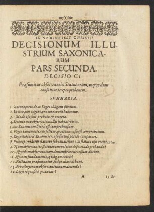 Decisio CI. [bis] Decisio CX.