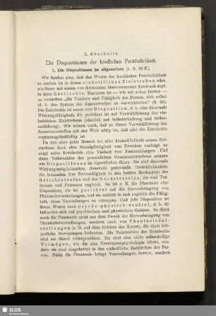 2. Abschnitt. Die Dispositionen der kindlichen Persönlichkeit
