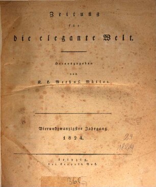 Zeitung für die elegante Welt : Mode, Unterhaltung, Kunst, Theater, 24. 1824