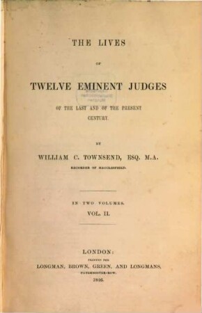 The Lives of twelve eminent Judges of the last and of the present Century, 2