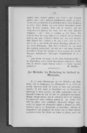 Zur Geschichte der Verbreitung der Lesekunst im Mittelalter.