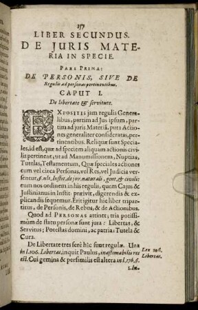 Liber Secundus De Juris Materia In Specie.