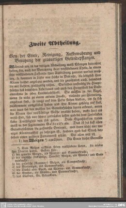 Zweite Abtheilung. Von der Ernte, Aufbewahrung und Benutzung der grasartigen Getreidepflanzen