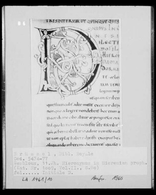 Codex 5474/5477: Hieronymus in Hieremiam proph., Initiale D