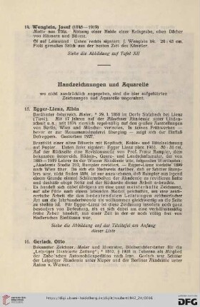 Handzeichnungen und Aquarelle (Nr. 15 - 26)