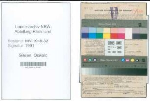Entnazifizierung Oswald Giesen , geb. 03.09.1896 (Beamter)