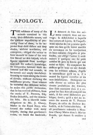 APOLOGY. APOLOGIE.
