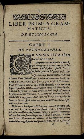 Liber Primus Grammatices. De Etymologia.