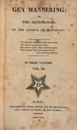 Guy Mannering, or, the astrologer : in three volumes, 3