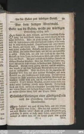 Vor dem heiligen Abendmahl.