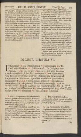 Digest. Librum XL