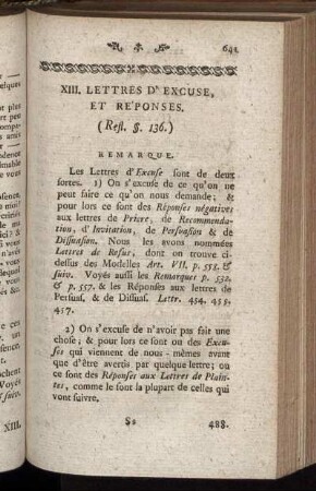 XIII. Lettres D'Excuse, Et Réponses.