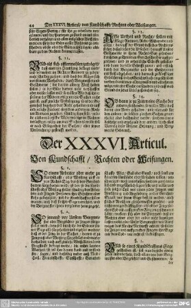 Der XXXVI. Articul. Von Kundschafft, Rechten oder Weisungen